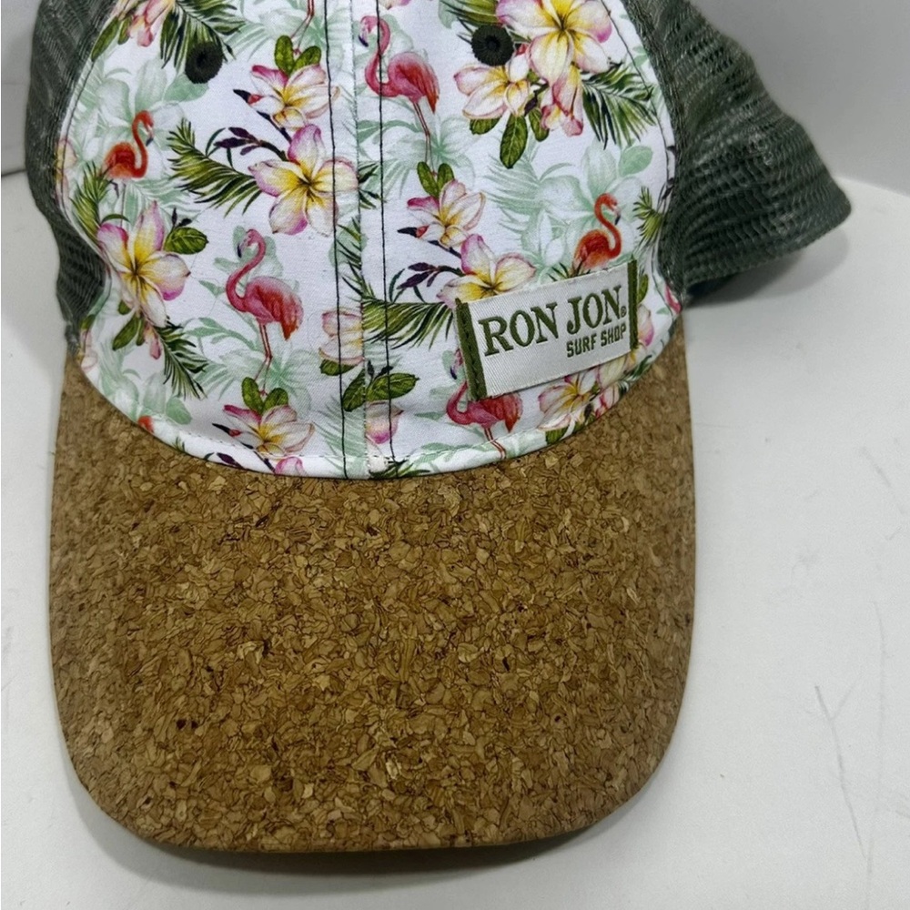 Ron Jon Green and Pink Floral Hat with Cork Brim